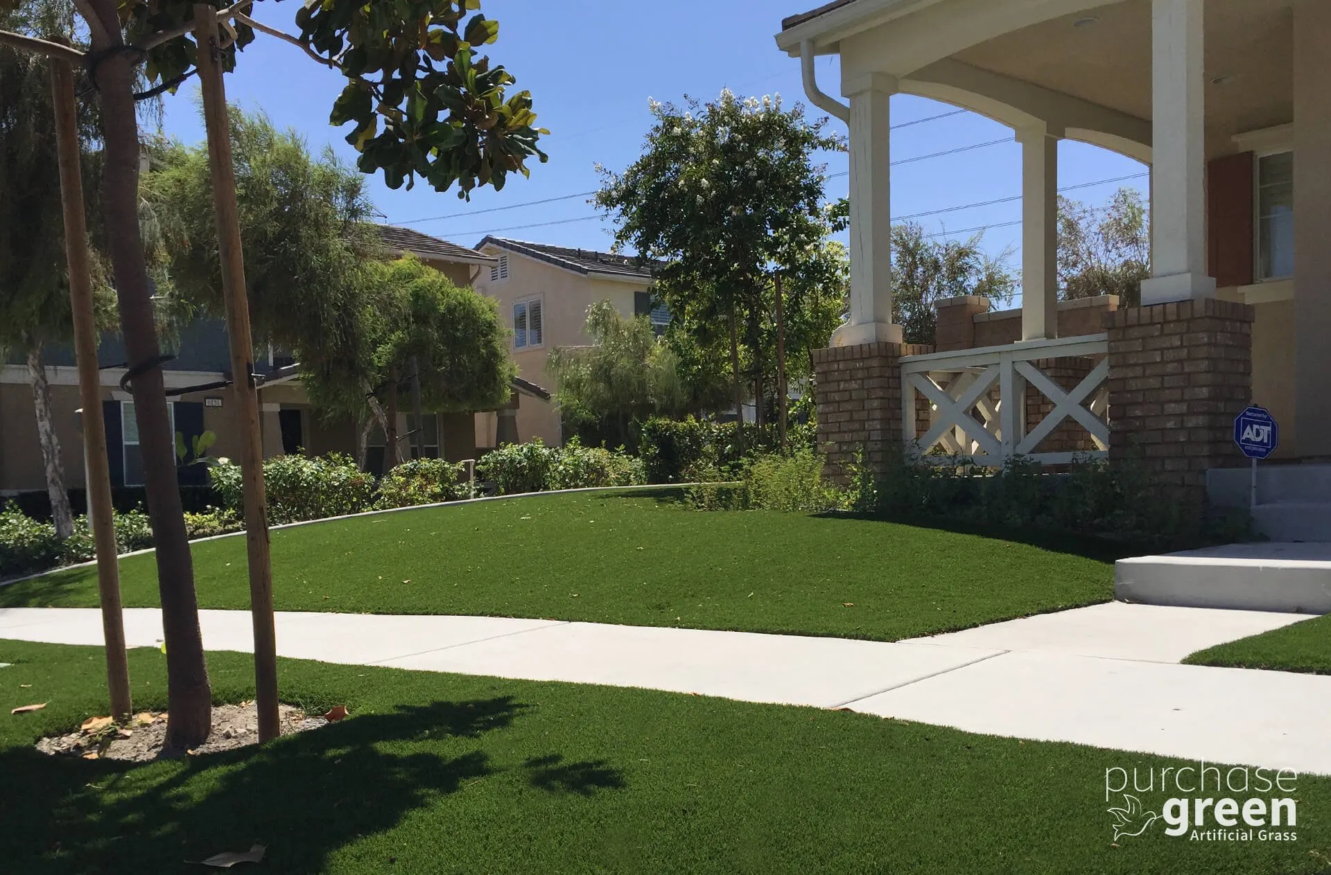 Arizona Pro Olive artificial turf installed in a yard, manufacturer photo 1