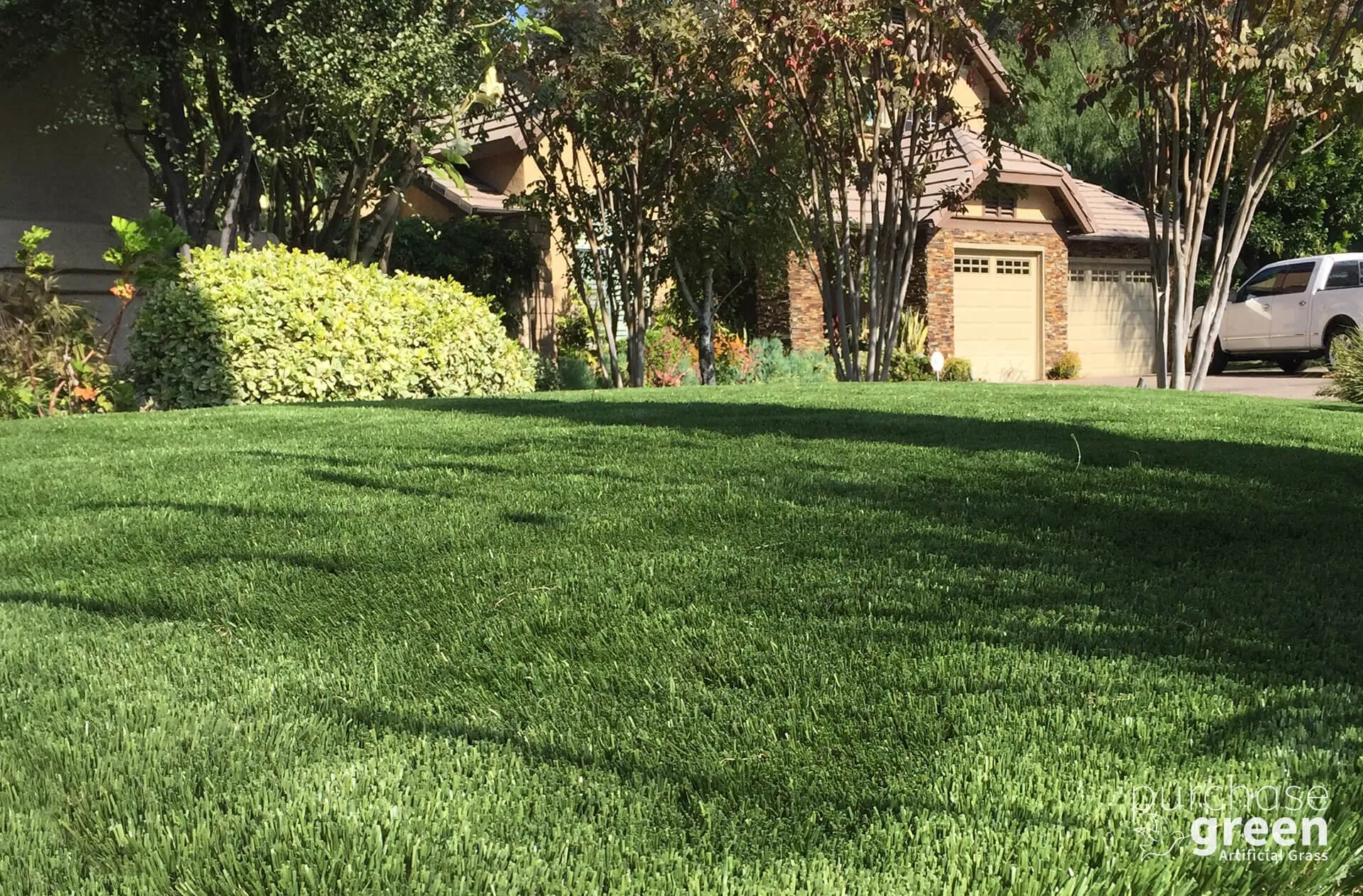 Fescue Supreme artificial turf installed in a yard, manufacturer photo 2