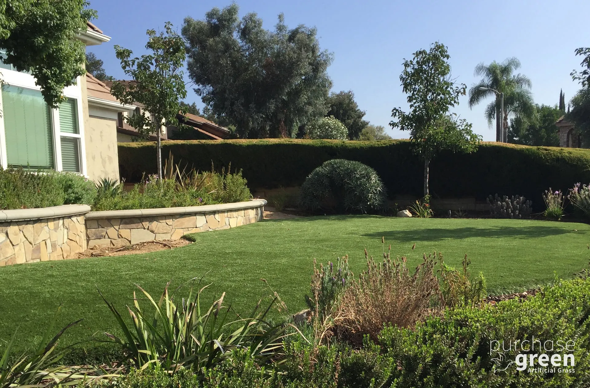 Fescue Supreme artificial turf installed in a yard, manufacturer photo 3