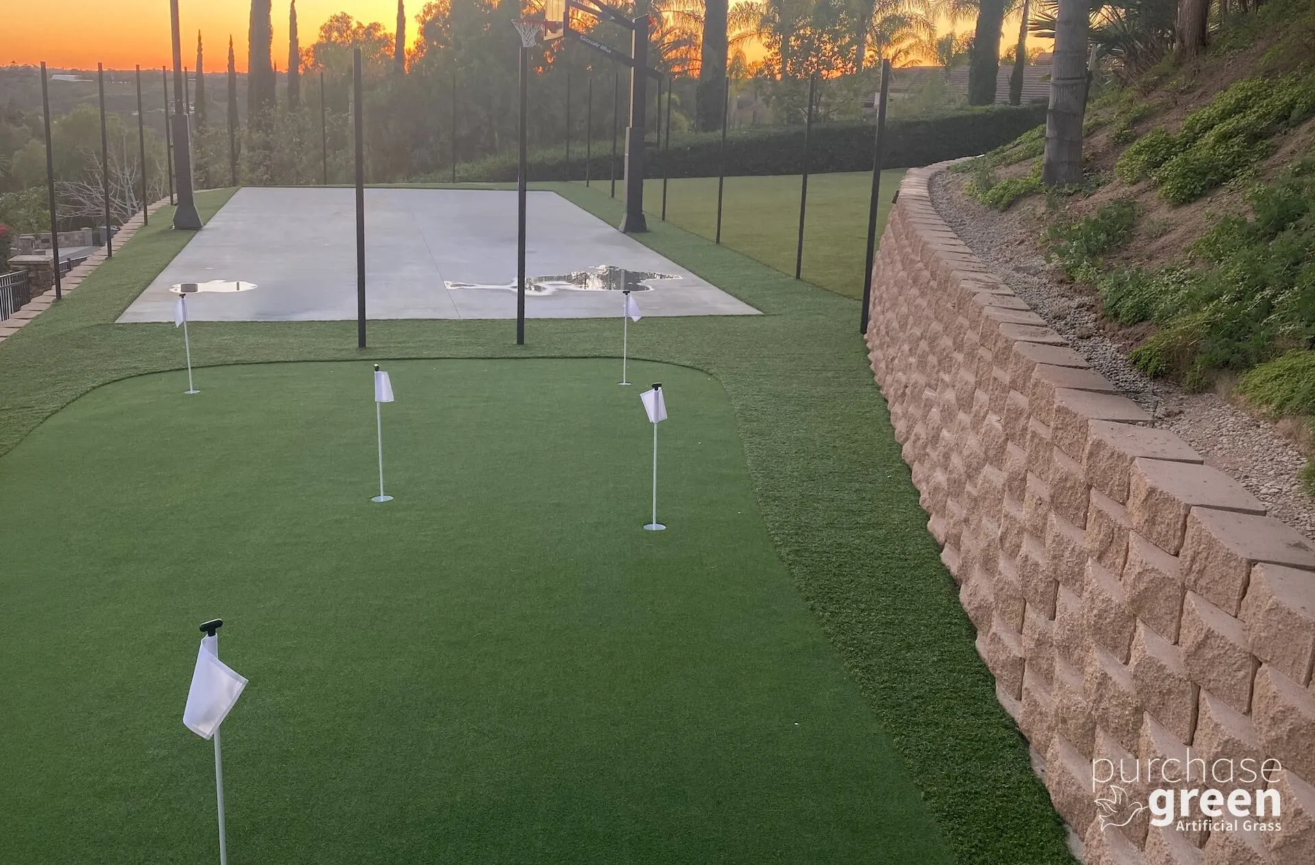Ultra Play Olive artificial turf installed in a yard, manufacturer photo 4