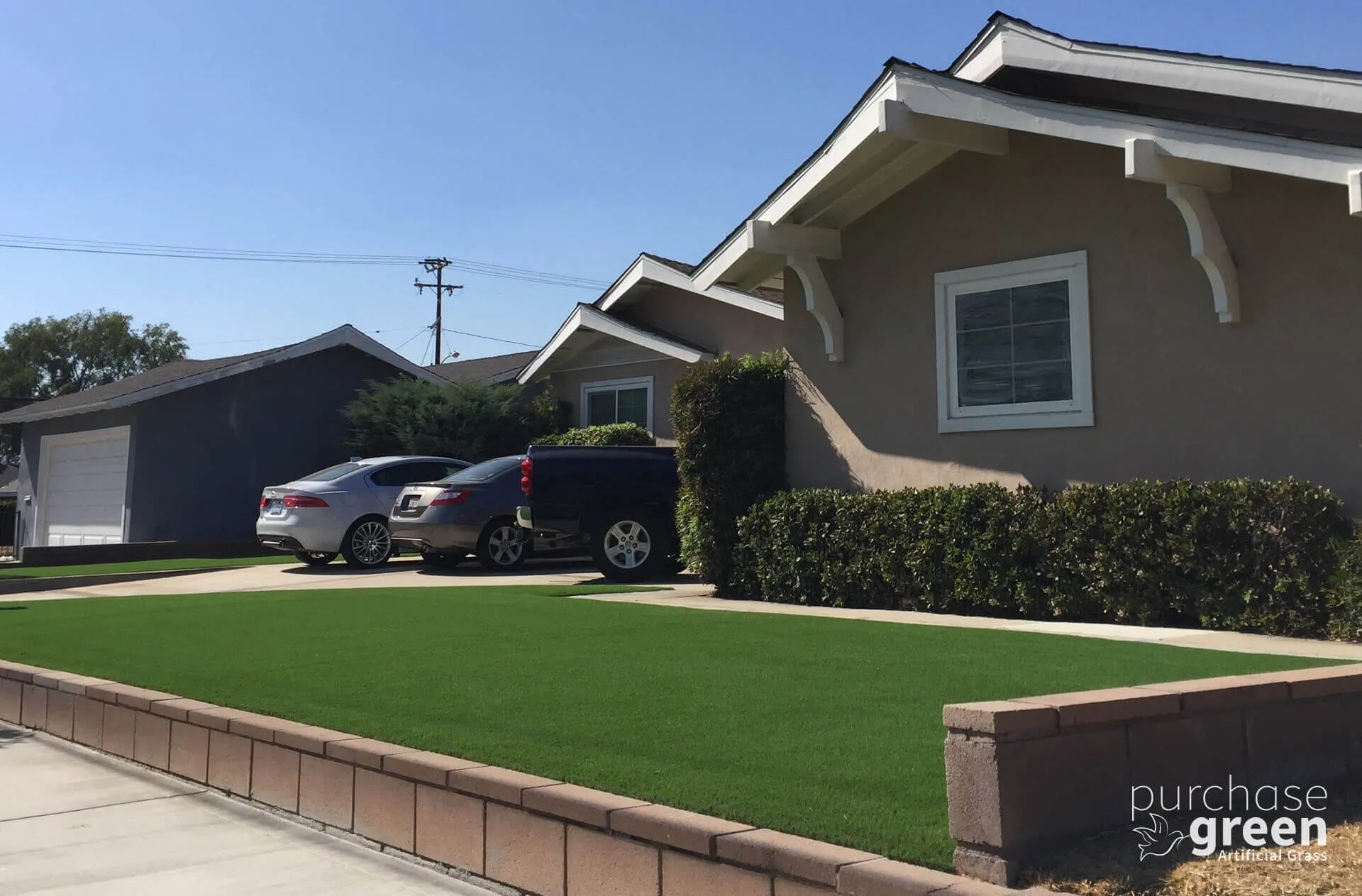 Bluegrass Light artificial turf installed in a yard, manufacturer photo 4
