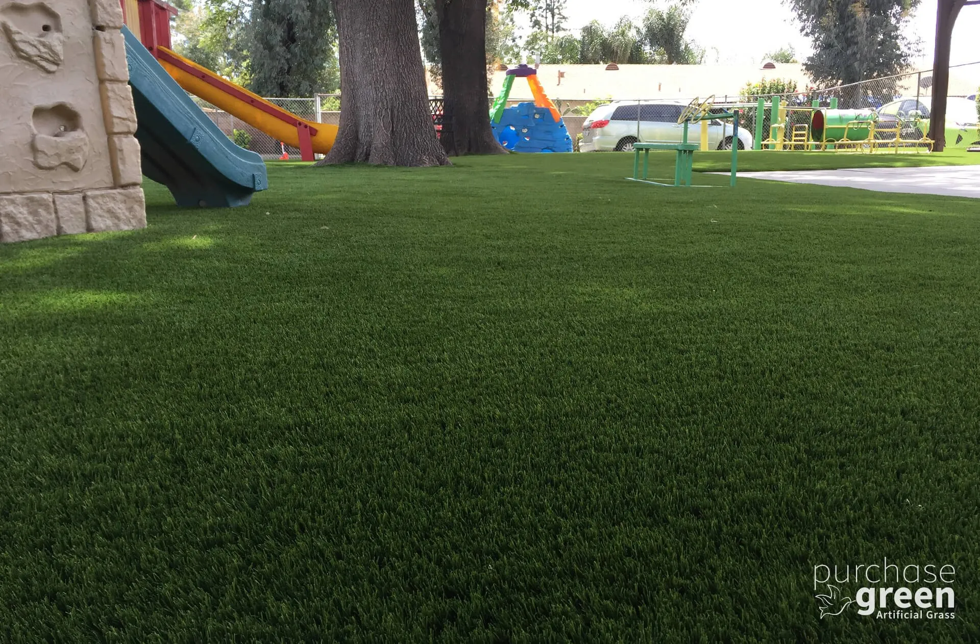 Arizona Pro Olive artificial turf installed in a yard, manufacturer photo 5